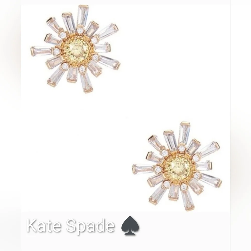 NWT Kate Spade Sunny Studs - Gold/Clear/Yellow